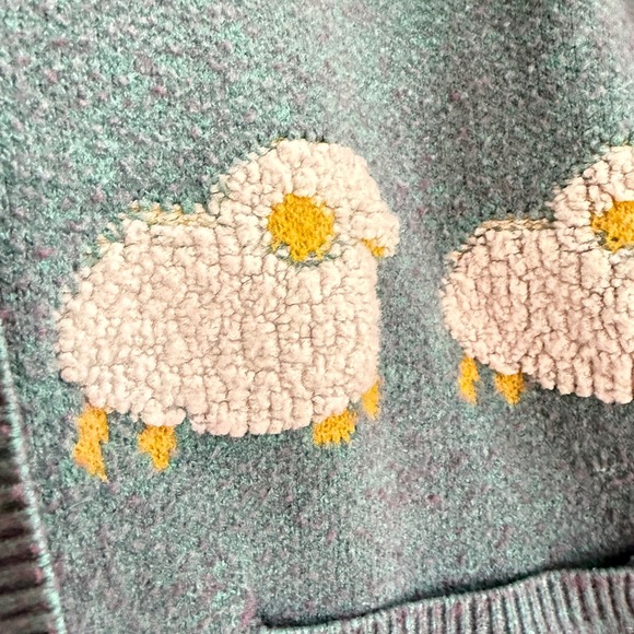 Aelfric Eden Vintage Lamb Knit Cardigan Sweater Flocked Sheep Cottagecore L - Picture 8 of 9